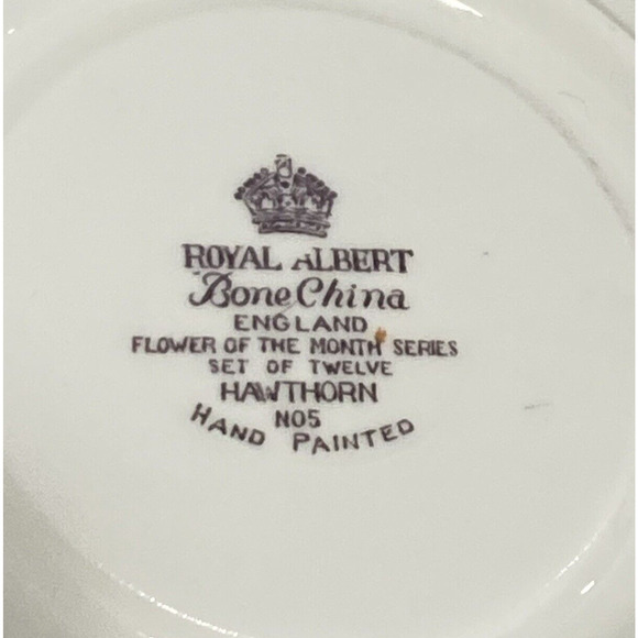 Royal Albert Teacup & Saucer Set England Flower of the Month Hawthorn Bone China - Picture 9 of 9
